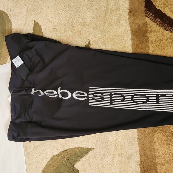 NWT!! BEBE LEGGINGS SILVER WRITING - Picture 10 of 11